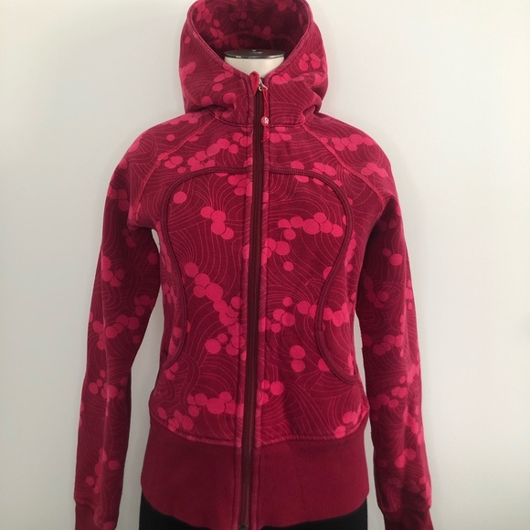 lululemon athletica Tops - Lululemon Raspberry Bubbles Remix Scuba Hoodie Sz6